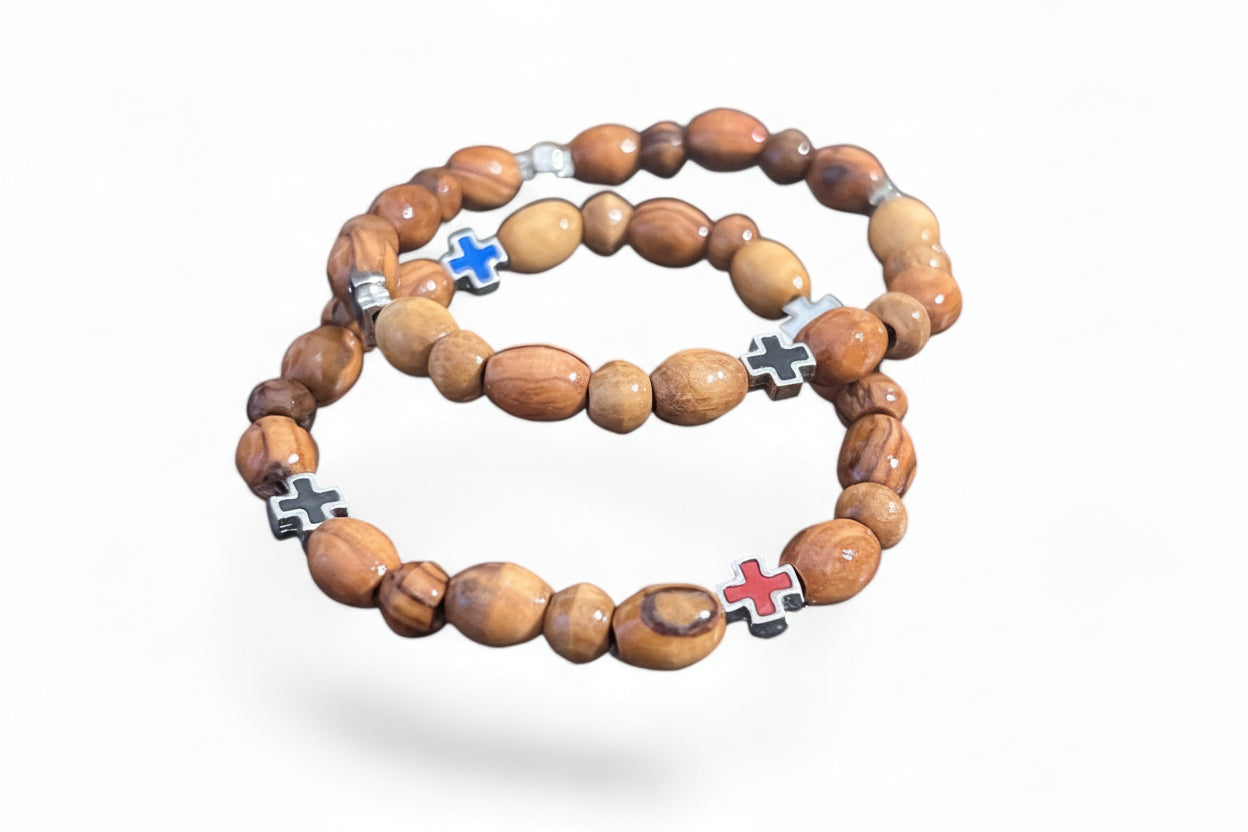 Handmade Olive Wood Beaded Bracelet: Christmas Gift, Friendship Jewelry