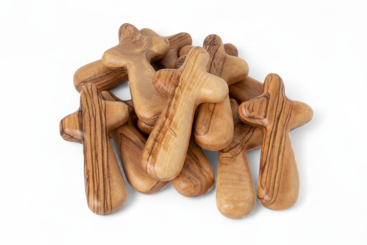Handmade Olive Wood Prayer Cross: Religious Gift from Bethlehem