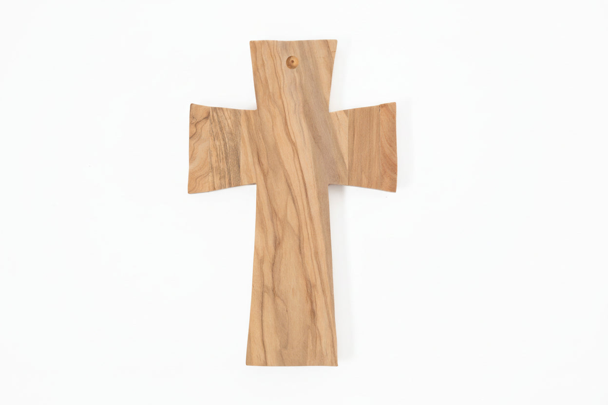 Olive Wood Cross with Lord's Prayer, Holy Water Holder
