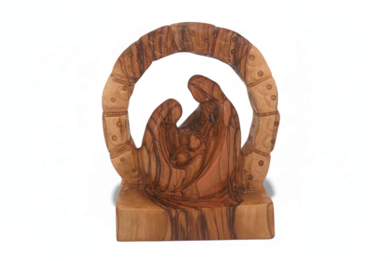 Olive Wood Holy Family Nativity Scene | Handmade Catholic Home Decor, Housewarming Gift
