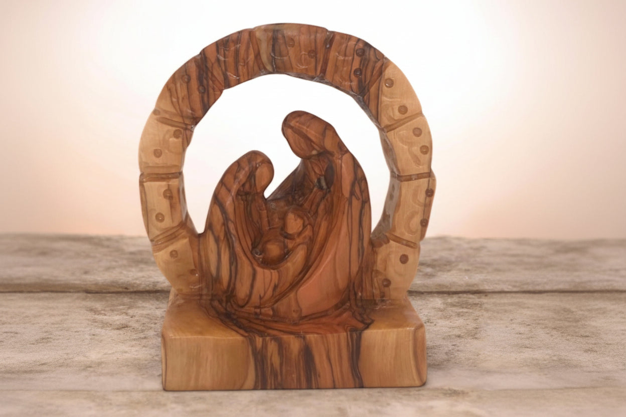 Olive Wood Holy Family Nativity Scene | Handmade Catholic Home Decor, Housewarming Gift