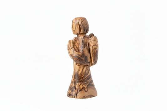 Hand Carved Olive Wood Angel Statue, Holy Land Decor