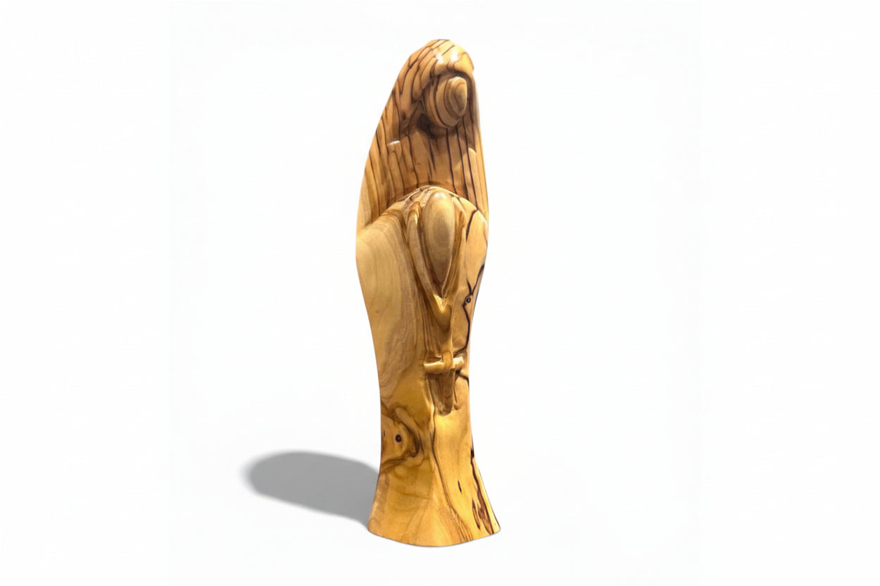 Olive Wood Virgin Mary, Handmade Religious Sculpture, Catholic Decor, Mother Mary Figurine.