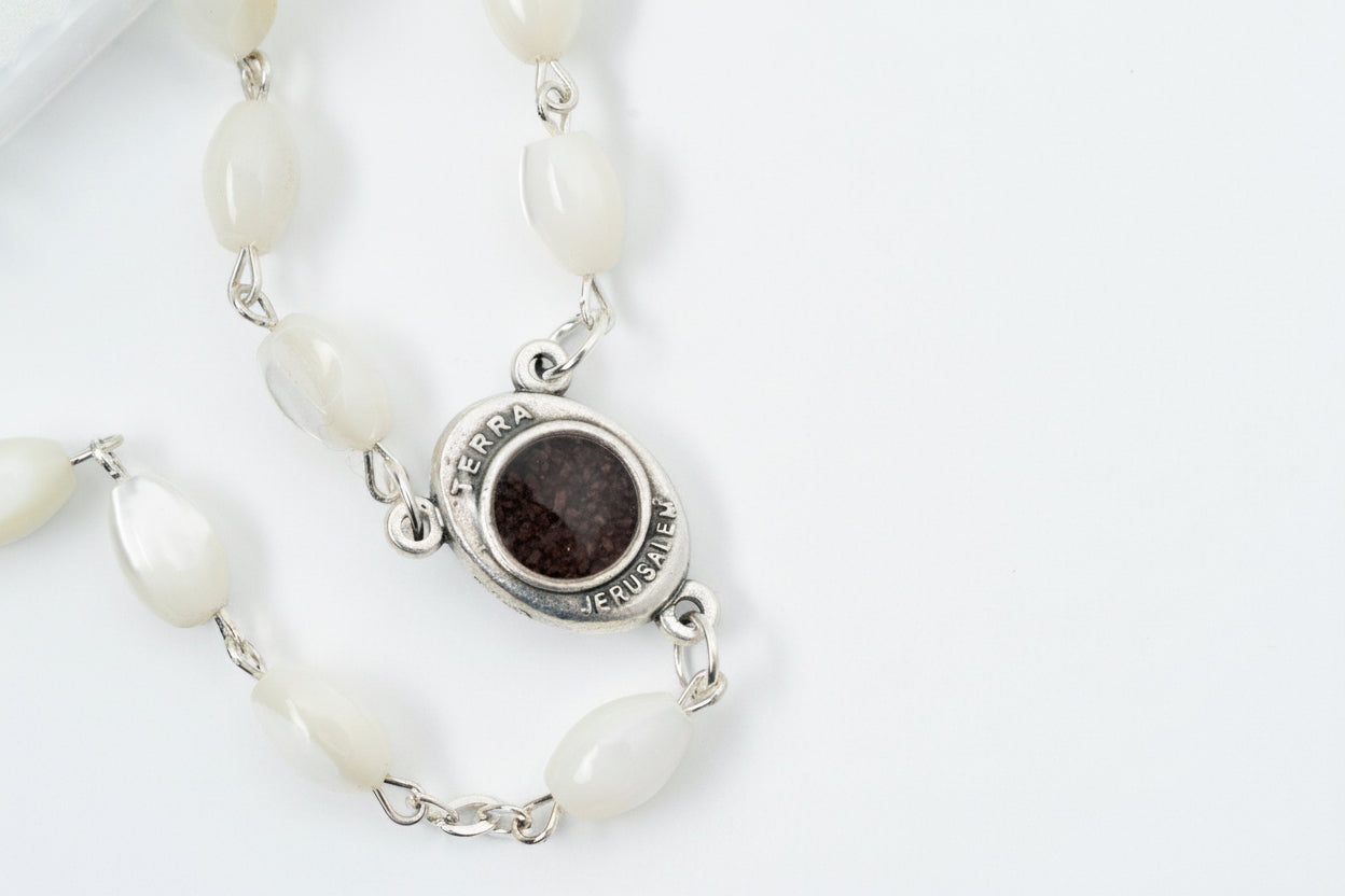 Pearl Rosary Bead Necklace Catholic Gift Mother of Pearl Beads Necklace Catholic Jewelry Traditional Catholic Wedding Gift Catholic Rosary