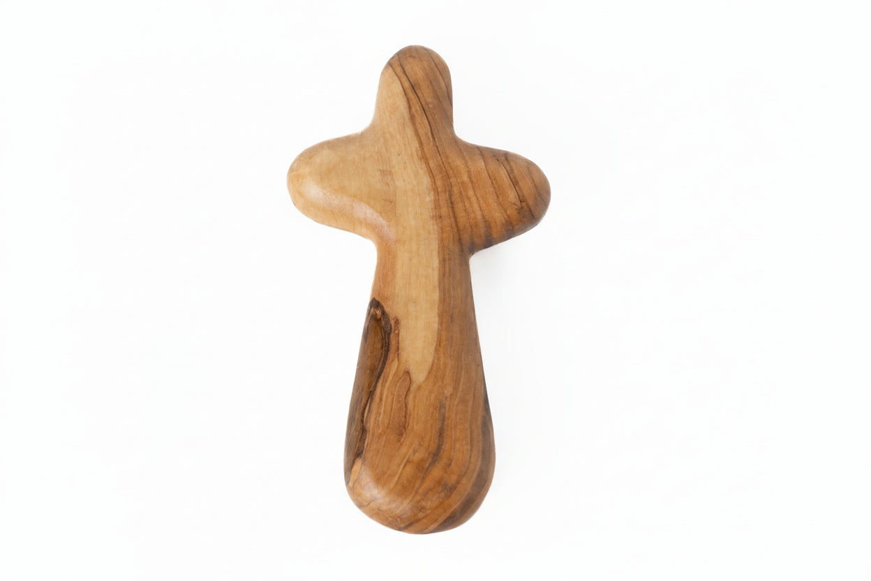 Handmade Olive Wood Prayer Cross: Religious Gift from Bethlehem