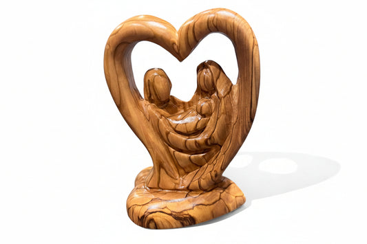 Holy Family Olive Wood Statue - Bethlehem Nativity - Baptism or Housewarming Gift