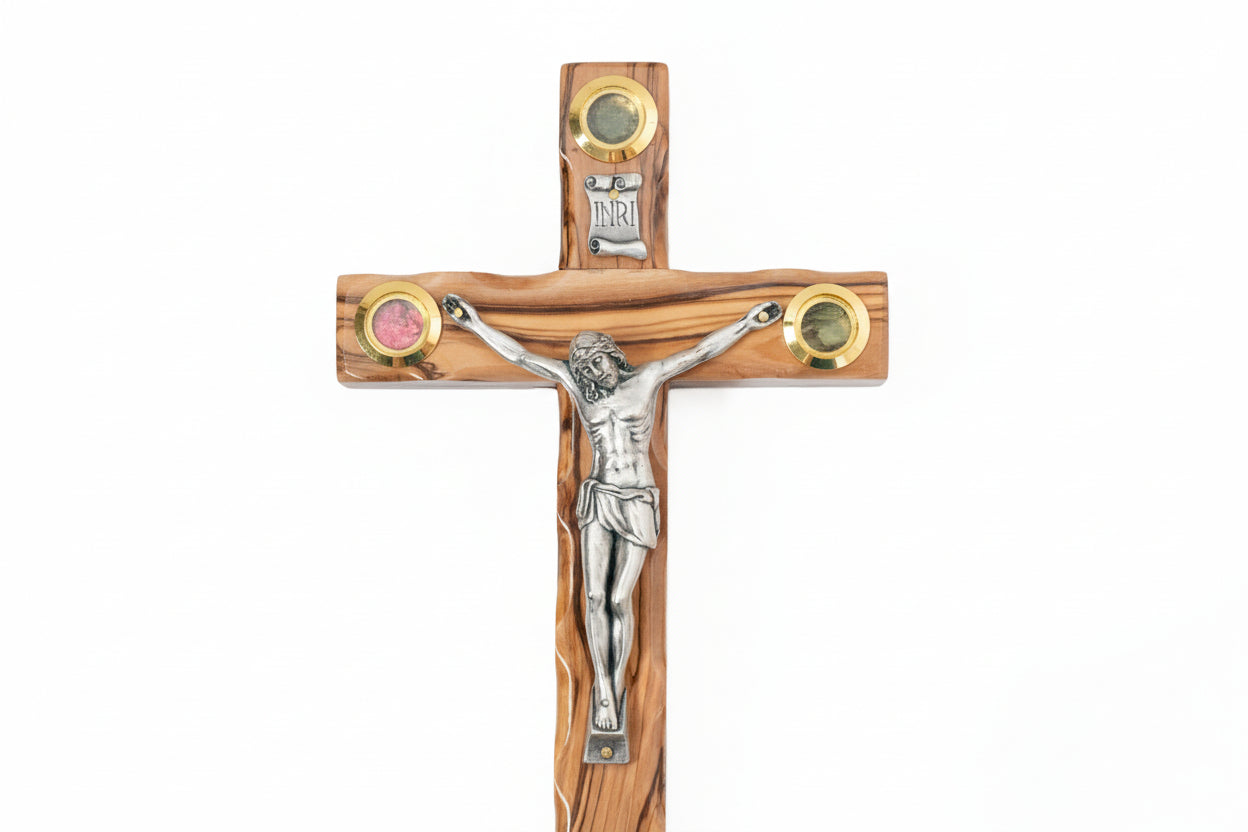 Olive Wood Crucifix Cross: Jerusalem Holy Land Relics