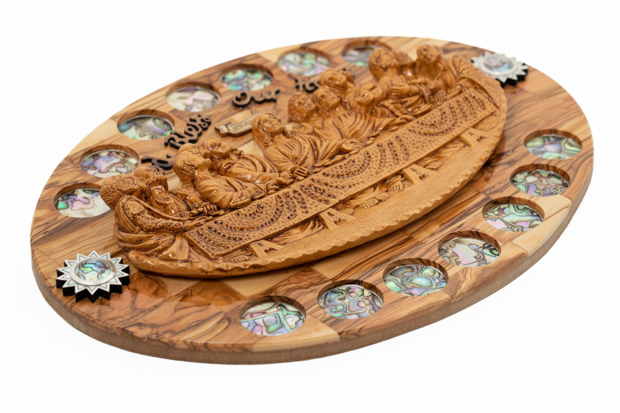 Olive Wood Last Supper Plaque, Christian Home Decor, Holy Land Art
