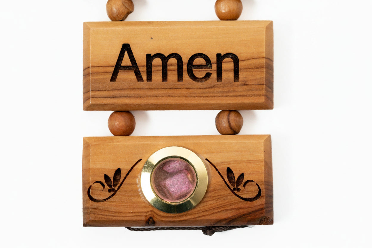 Olive Wood Cross with Lord's Prayer, Handmade Jerusalem Wall Decor