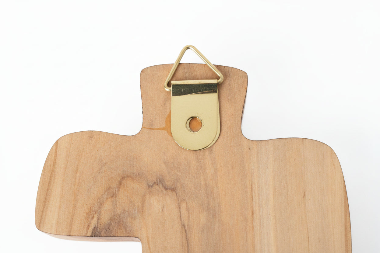 Handmade Olive Wood Crucifix with Holy Water Holder, Religious Gift