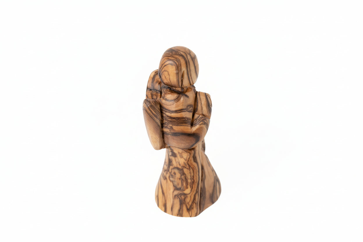 Hand Carved Olive Wood Angel Statue, Holy Land Decor