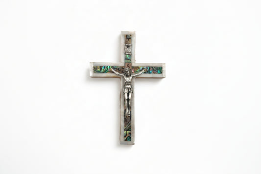 Olive Wood Cross Wall Crucifix Covered with Mother of Pearl Religious Gift Christmas Decoration Spirit Cross Christmas Gift Wood Carving