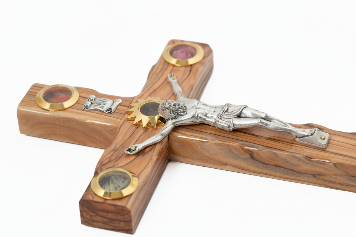 Olive Wood Crucifix Cross: Jerusalem Holy Land Relics