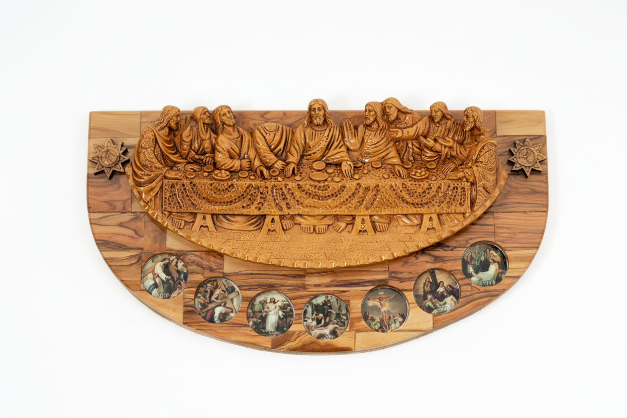 Olive Wood Last Supper Plaque, Christian Home Decor, Holy Land Art