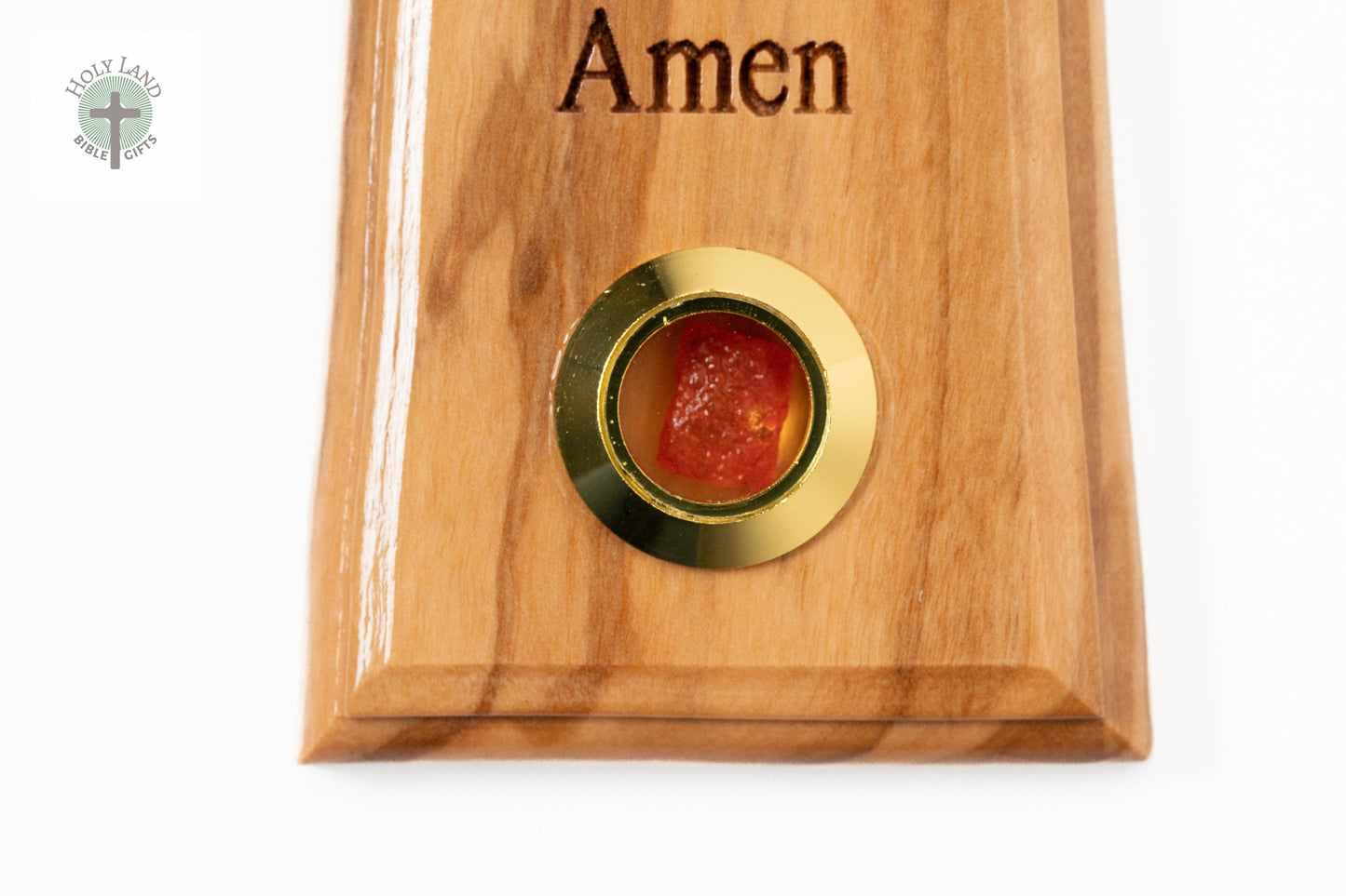 Olive Wood Cross with Lord's Prayer, Holy Water Holder