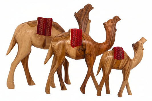 Camel Figurines, carved from Olive wood, Wood decor, Christmas gift.