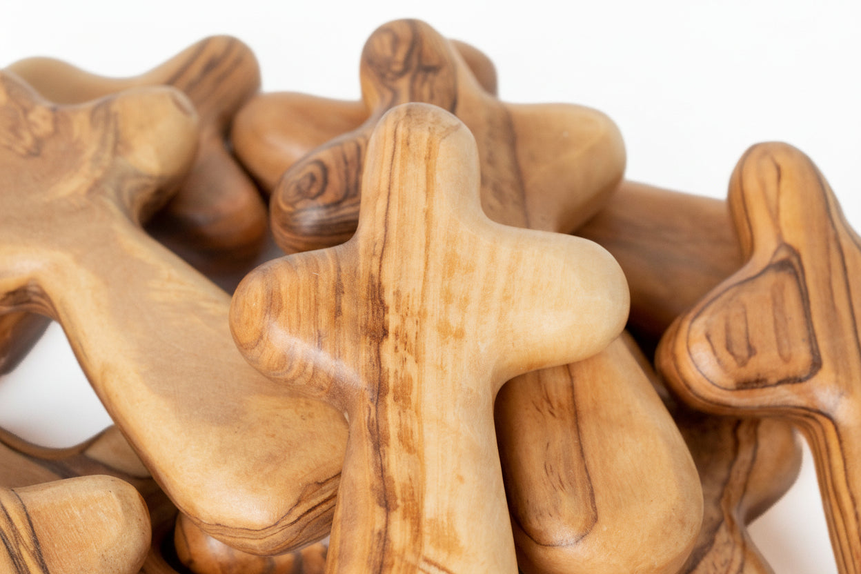 Handmade Olive Wood Prayer Cross: Religious Gift from Bethlehem