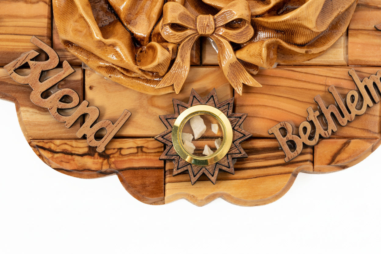 Holy Family Plaque, Handmade Olive Wood, Religious Home Decor