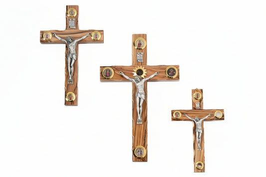 Olive Wood Crucifix Cross: Jerusalem Holy Land Relics