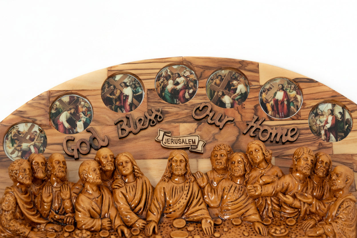 Olive Wood Last Supper Plaque, Christian Home Decor, Holy Land Art