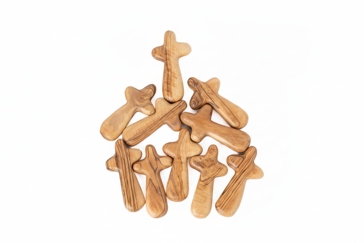 Handmade Olive Wood Prayer Cross: Religious Gift from Bethlehem